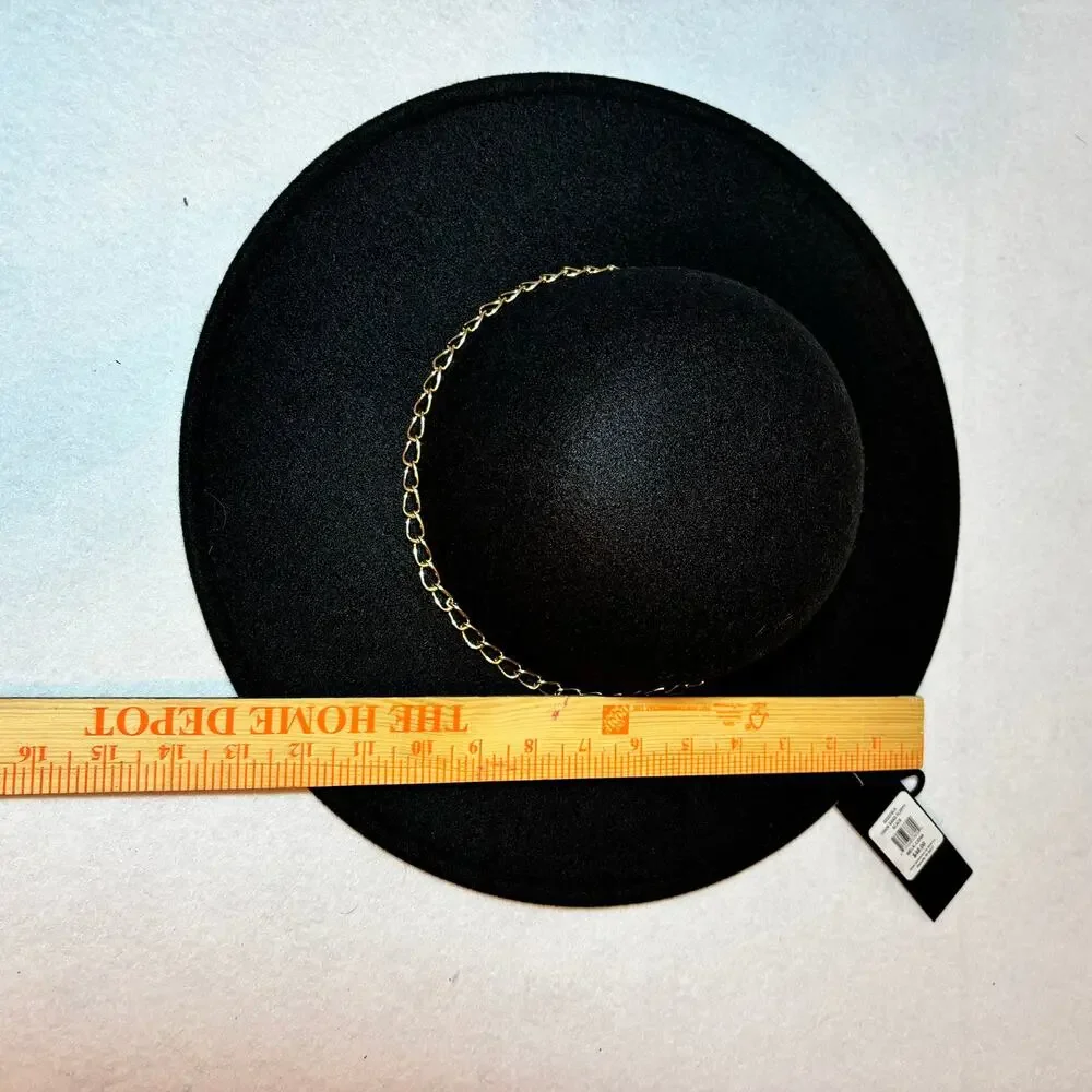 Marcus Adler Black Chain Band Floppy Hat Wool Blend NWT